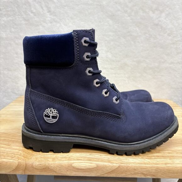 Timberland 6 In. Premium Boots Velvet Navy Nubuck Women’s Size 7 Blue TB0A1KC5 - Picture 1 of 16